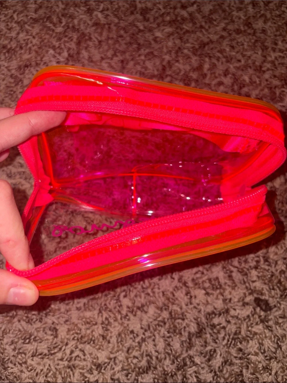 Pink Love Island 'Bombshell' Clear Cosmetic Pouch/Belt Bag with Zipper